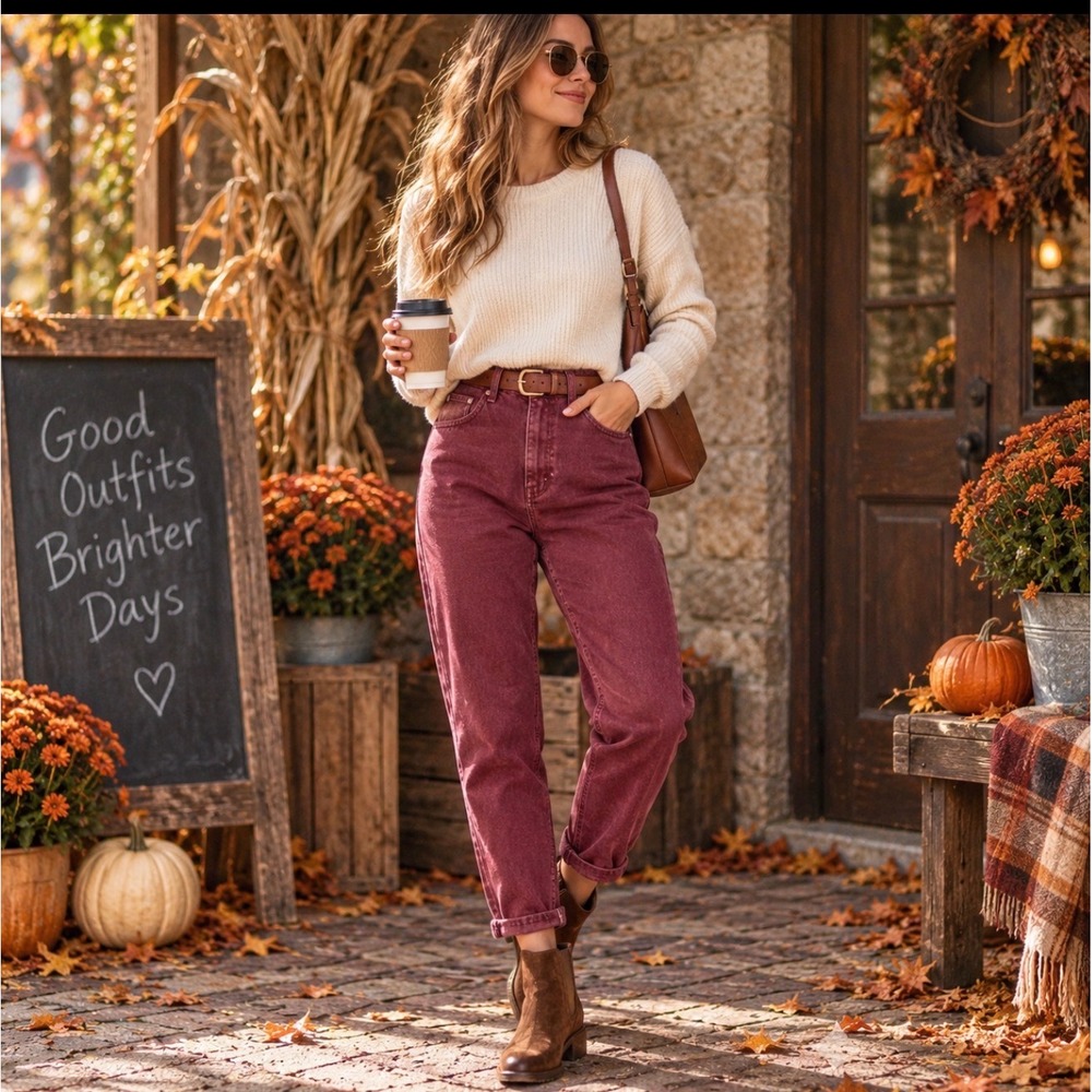 Vintage 80s Lee Burgundy Mom Jeans 6 MED High Rise Tapered Made USA 100% Cotton